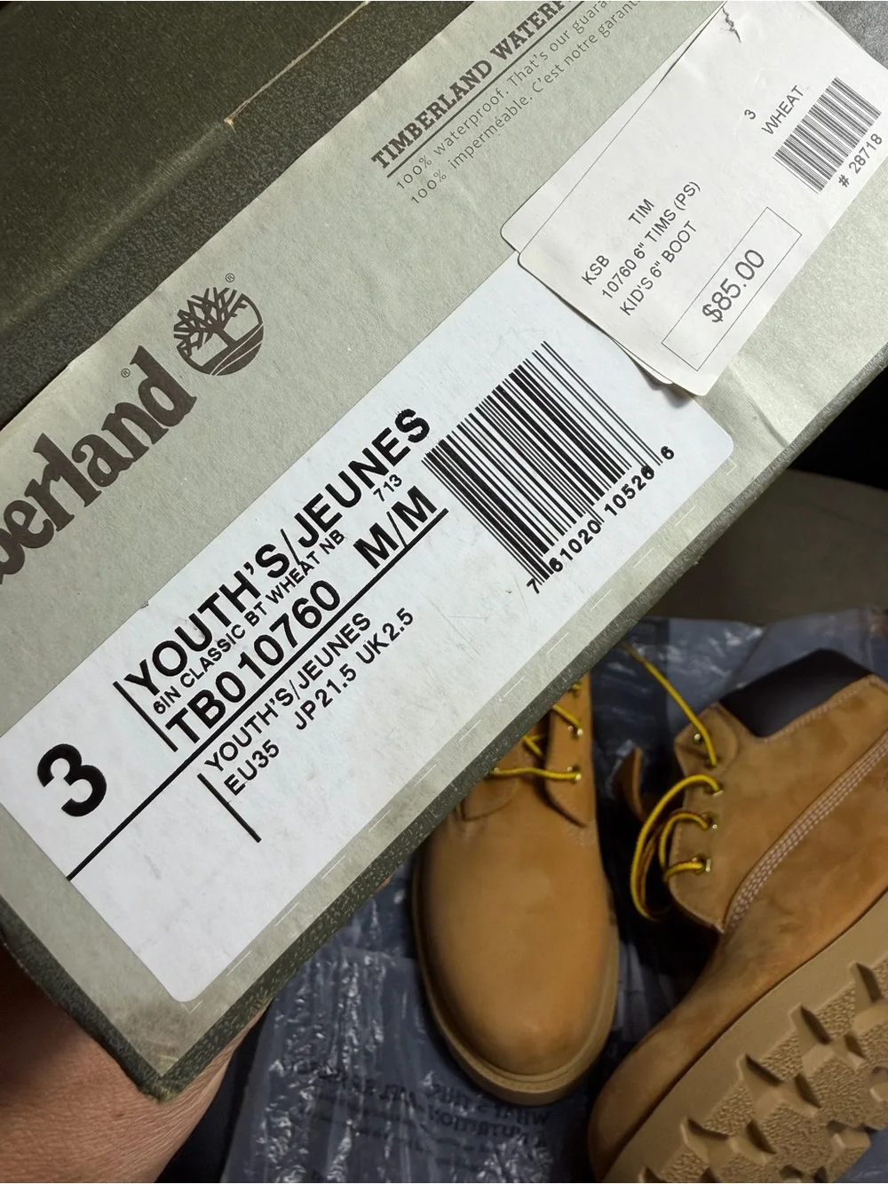 Timberland Boots 6” Classic Youth Kids Boys Sz 3US Box New